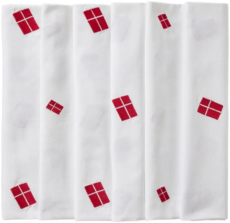 Ib Laursen - Dug aflang m/danske flag hvid - Bomuld, Polyester - 63027-11