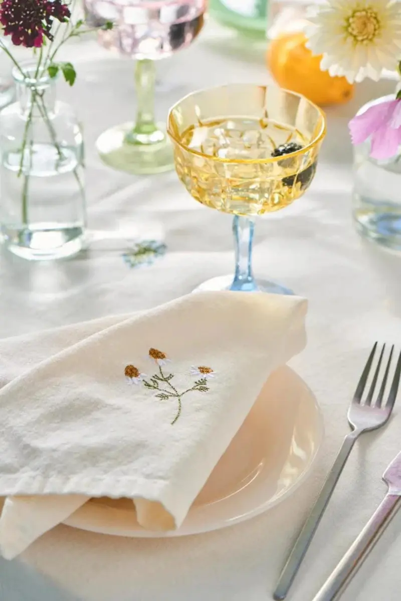 Ib Laursen - Stofserviet Flora M/marguerit Butter Cream - 63032-82
