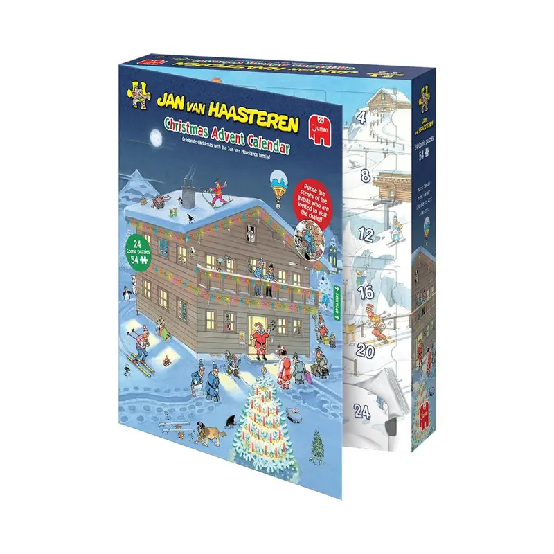 Jan van Haasteren Puslespilskalender 2025 - 24 mini julepuslespil