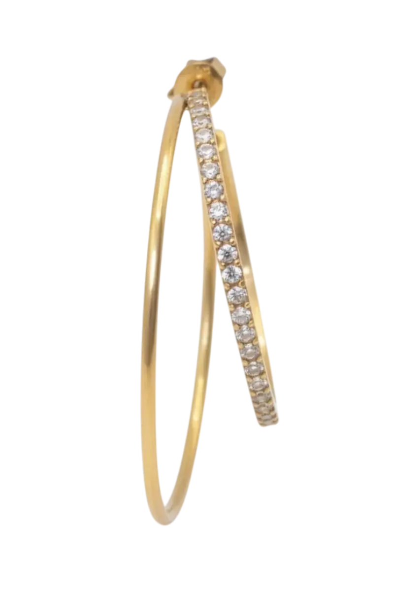 Jane Koenig - Double Olympia Hoop With Stone DOHS-SS26-SS-G_RIGHT - Golden