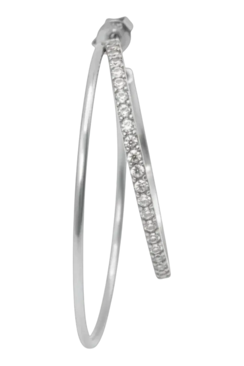 Jane Kønig - Double Olympia Hoop With Stones DOHS-SS26-SS-SEFT - Silver