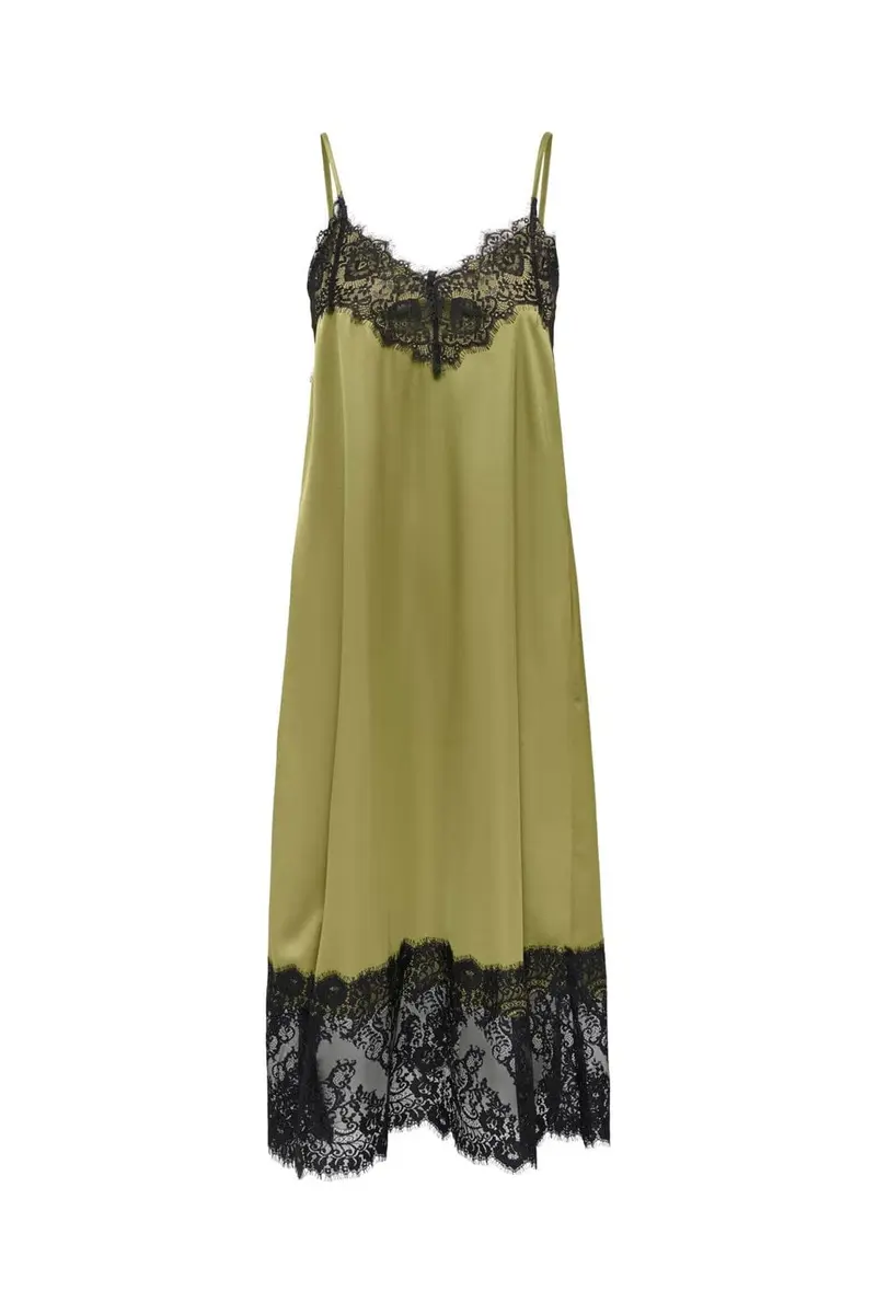 JDY - Jdyalana S/L Lace Midi Dress - 5097061 Gothic Olive Black Lace