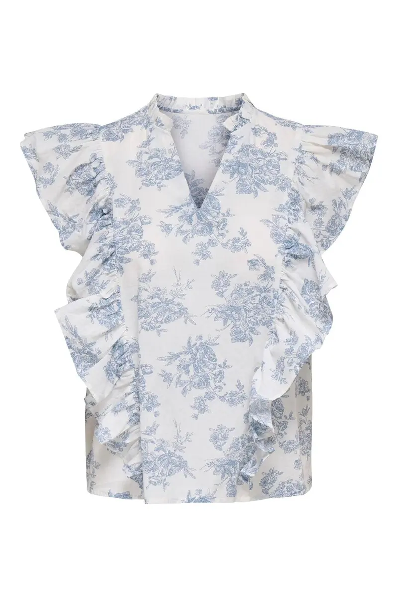 JDY - Jdyalberte S/L Frill Top - 5026910 Cloud Dancer 26-02-26 Abstract Flower