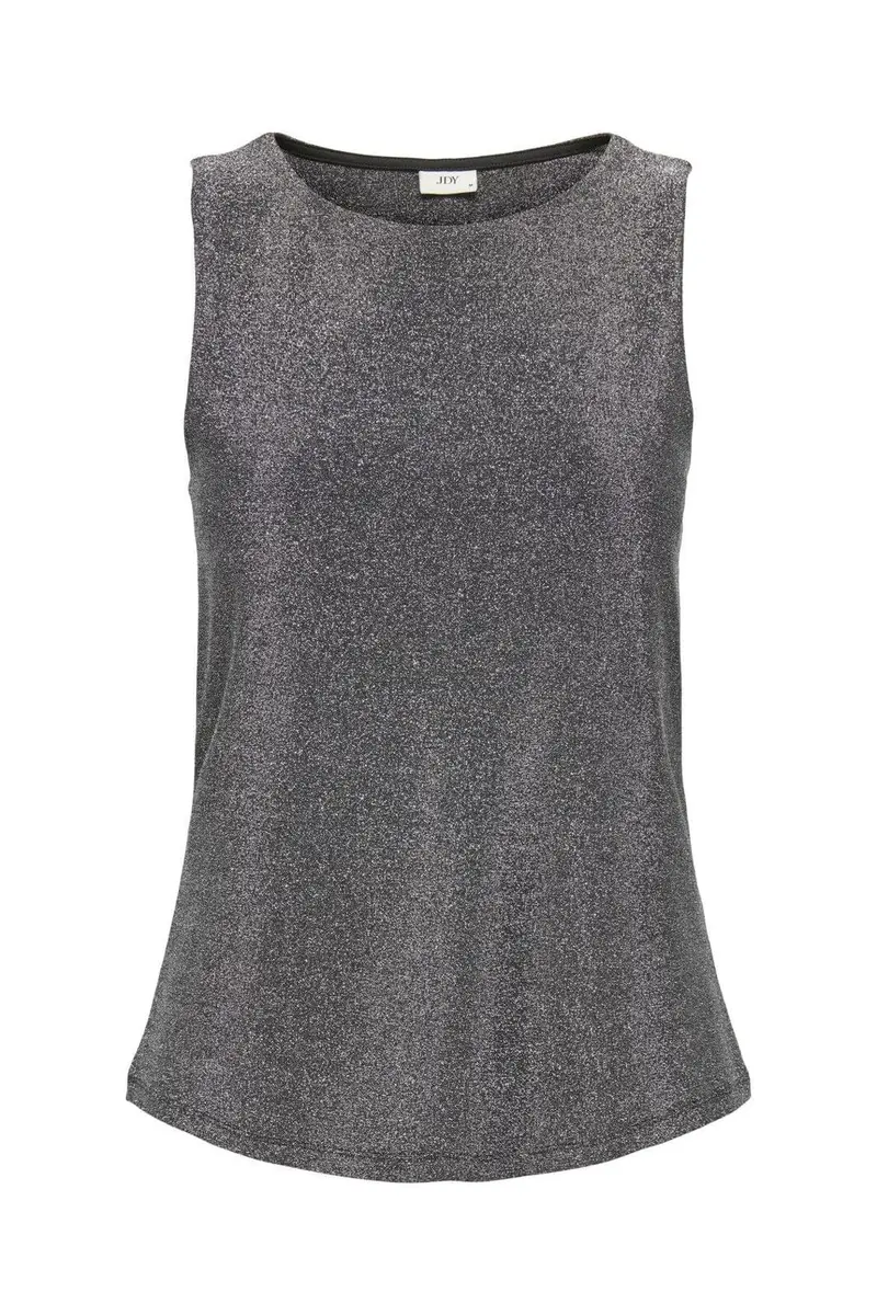 JDY - Jdyanni S/L O Neck Tank Top Dia - 4883288 Black Silver Lurex