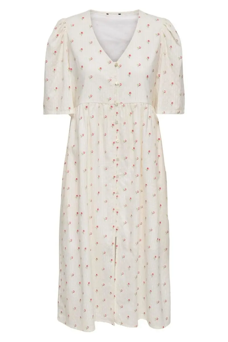 JDY - Jdyastrid 2/4 Midi Dress - 5026858 Cloud Dancer 25-02-26 Flower Detail