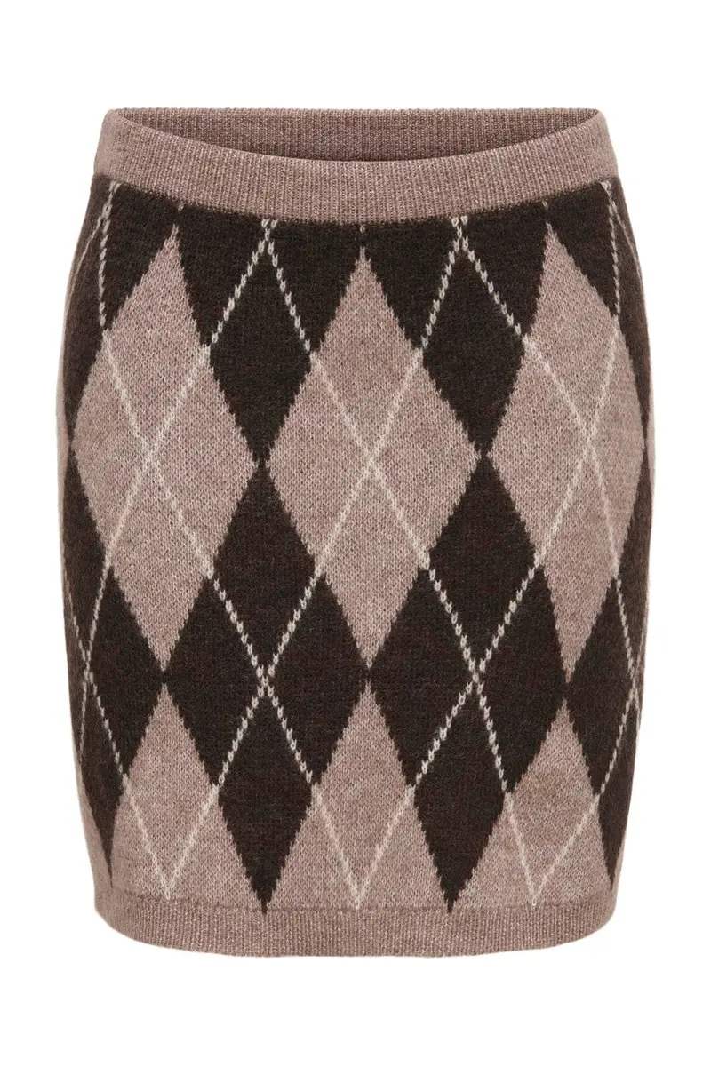 JDY - Jdybianka Skirt Knt - 5135642 Chocolate Torte Argyle