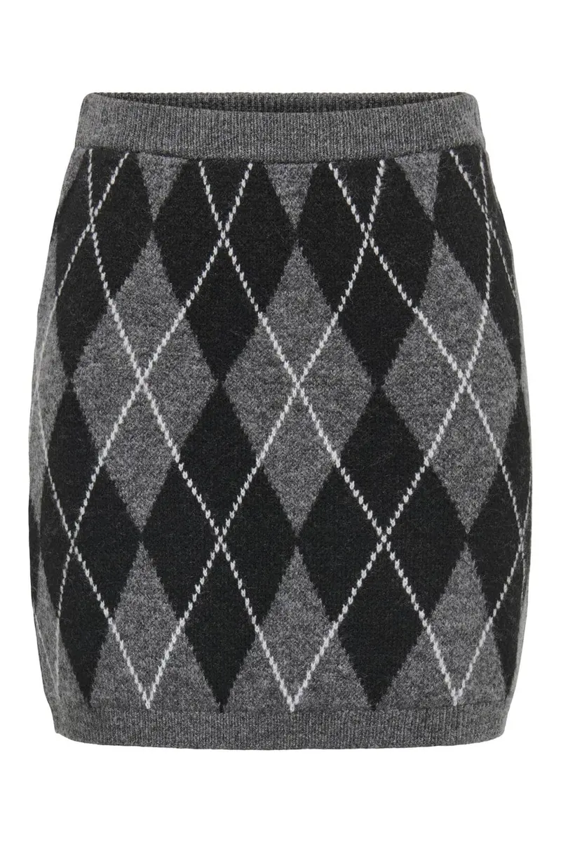 Jdy - Jdybianka Skirt Knt - 5147544 Dark Grey Melange Argyle
