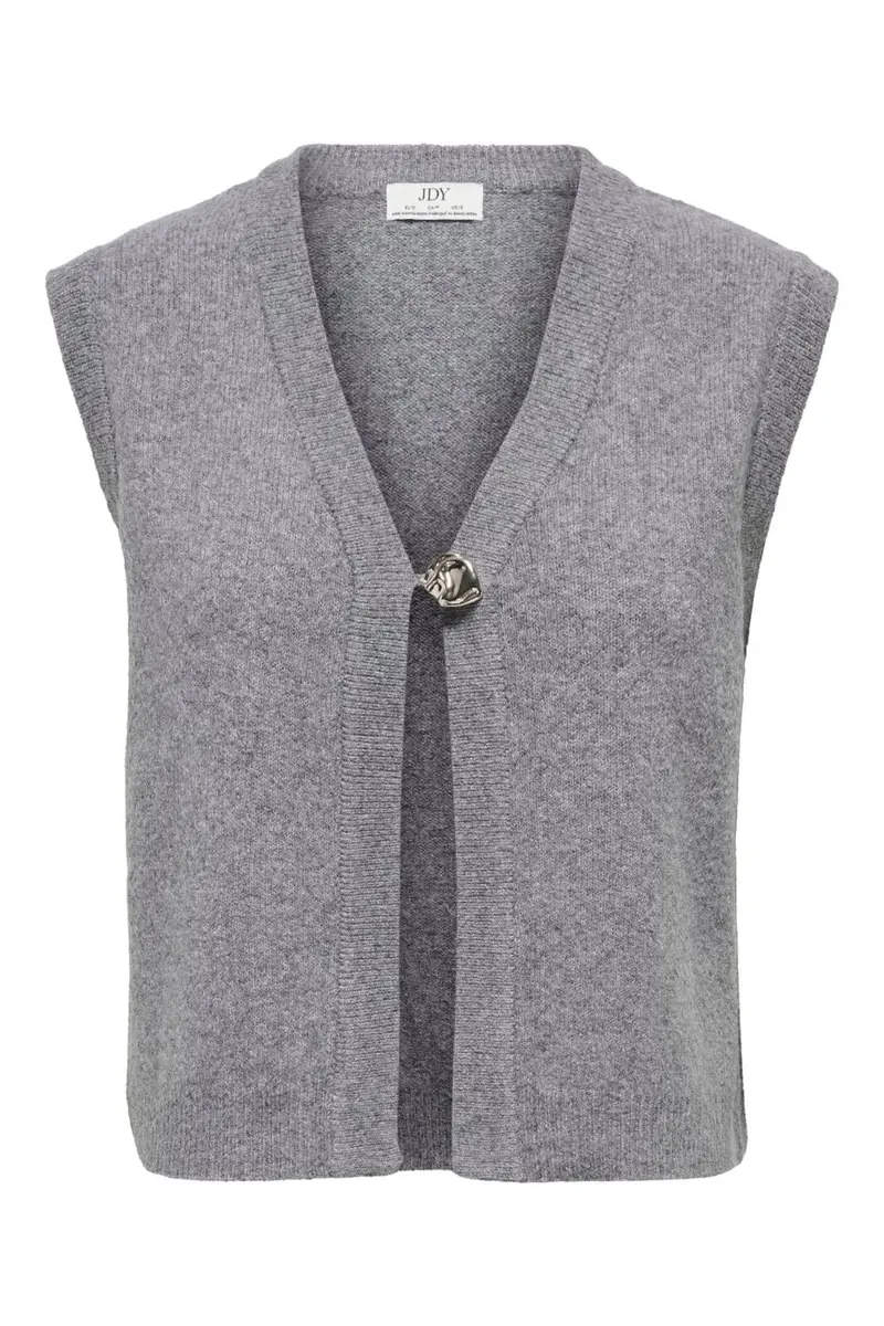 JDY - Jdybrilliant Life S/L Onebutton Vest Knt - 5038360 Medium Grey Melange