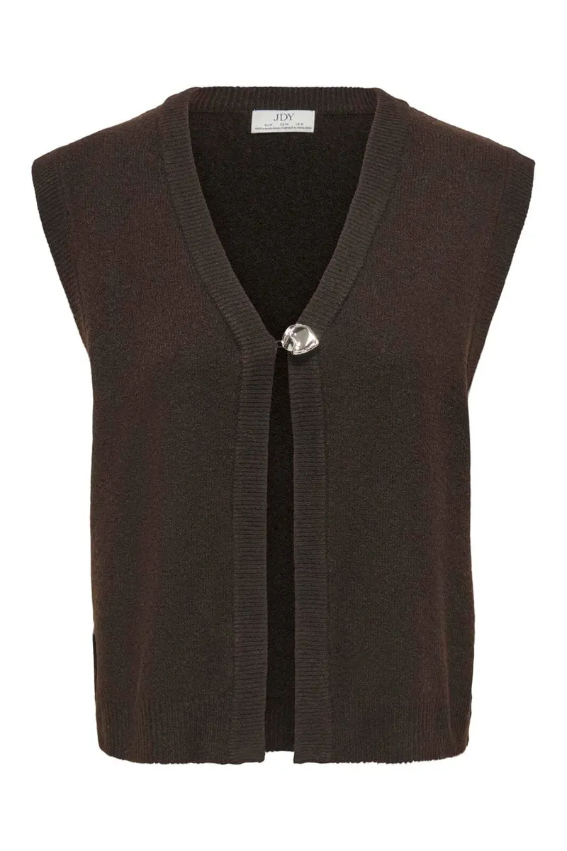 Jdy - Jdybrilliant Life S/L Onebutton Vest Knt - 5104950 Coffee Bean Melange