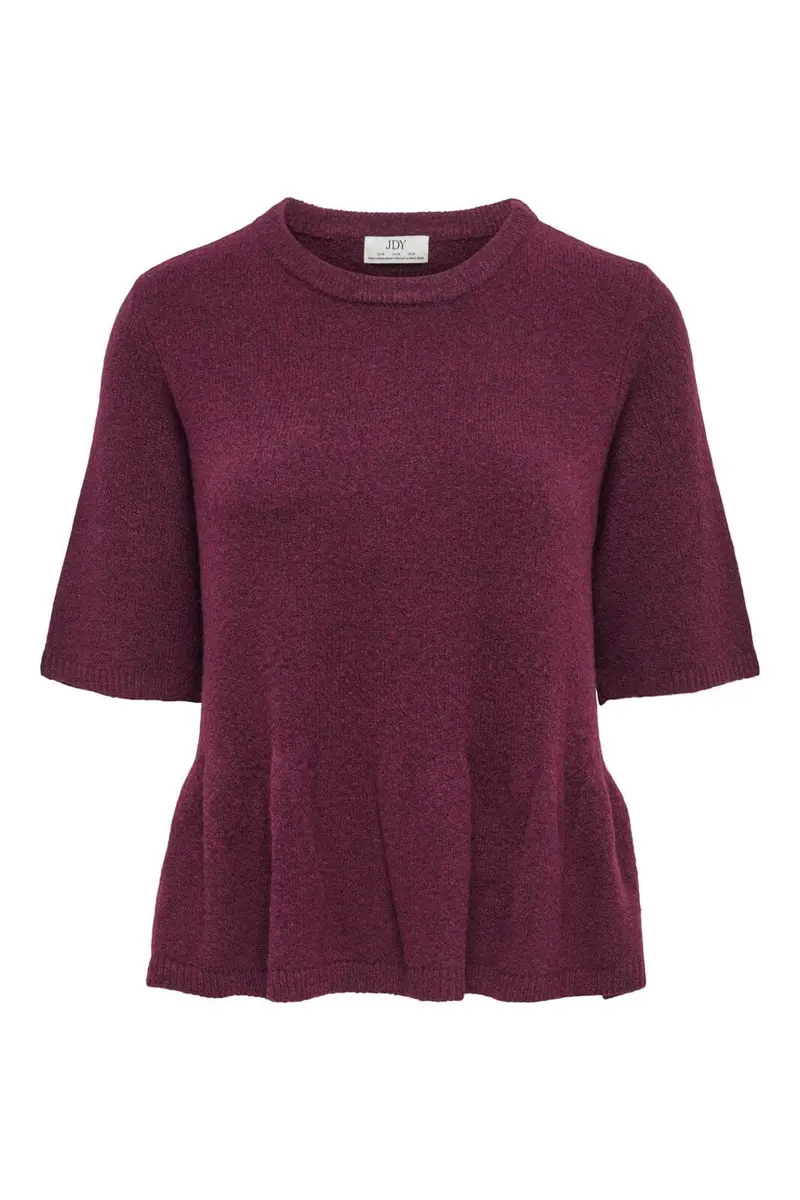 Jdy - Jdybrilliant Life S/S On Peplum Pull Knt - 5104951 Windsor Wine Melange