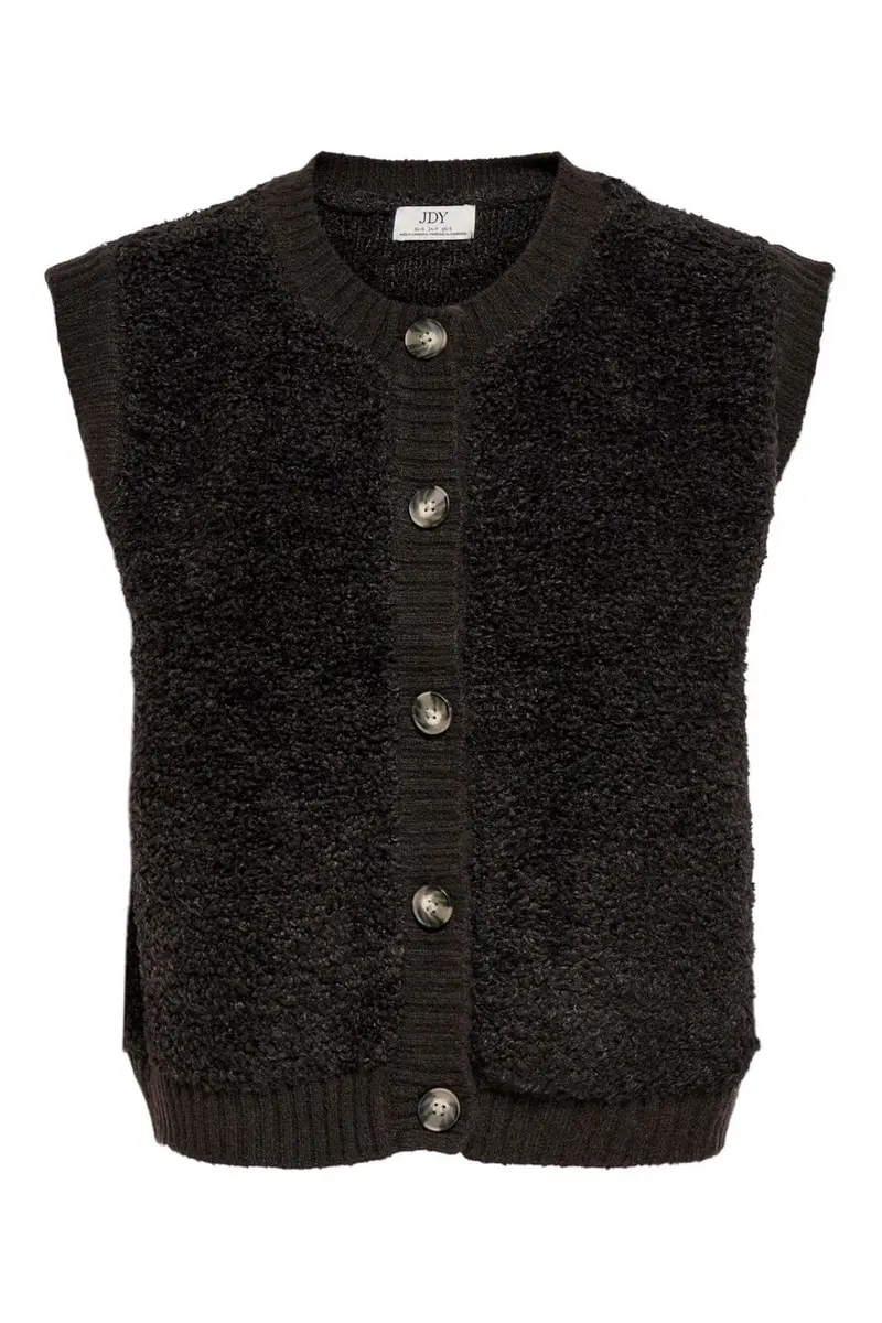 Jdy - Jdyeira Life S/L On Button Vest Knt - 5105887 Chocolate Torte