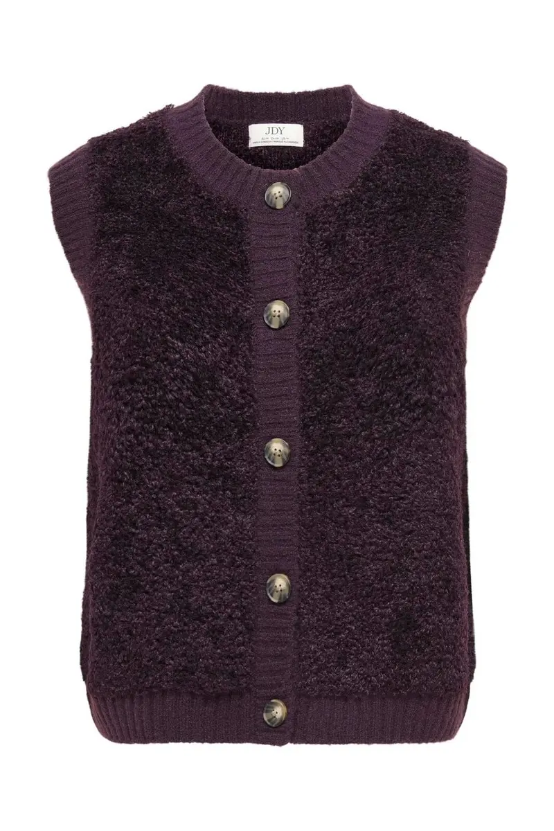 Jdy - Jdyeira Life S/L On Button Vest Knt - 5105888 Plum Perfect