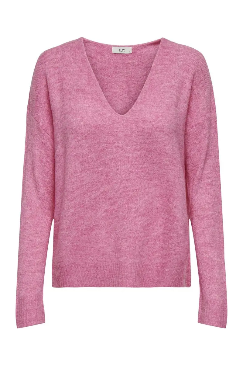 JDY - Jdyelanora L/S V-Neck Pullo. Knt - 4359214 Pink Cosmos Melange
