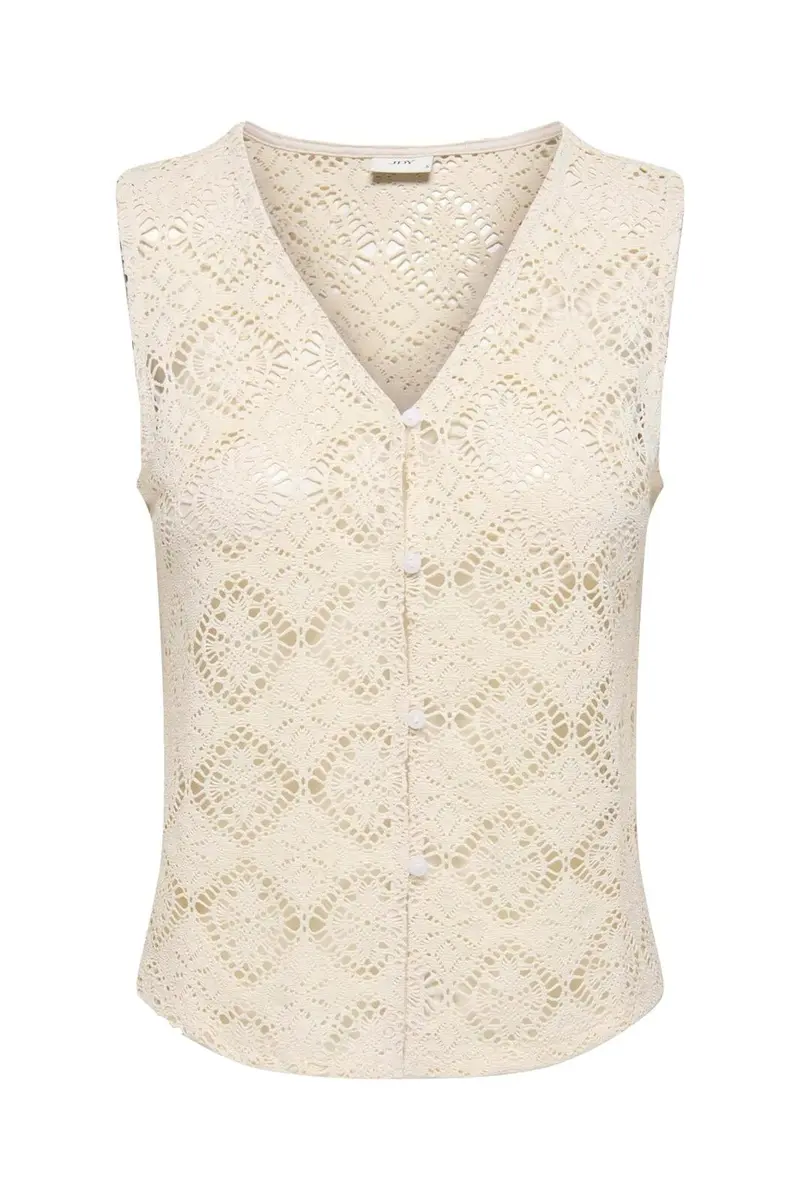 JDY - Jdyeva S/L V Neck Button Top Dia - 5014362 Birch