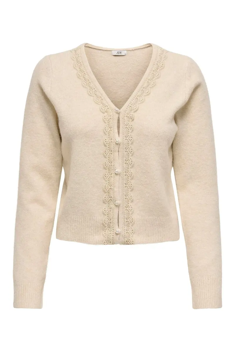 Jdy - Jdyfrancie L/S V-Neck Cardigan Knt - 4651936 Birch W. Pearl Button