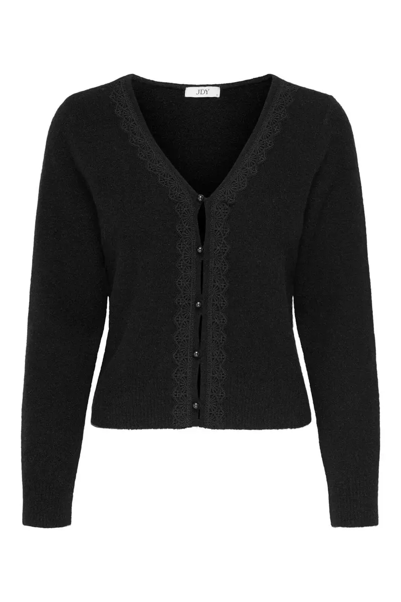 Jdy - Jdyfrancie L/S V-Neck Cardigan Knt - 4740926 Black W. Pearl Button