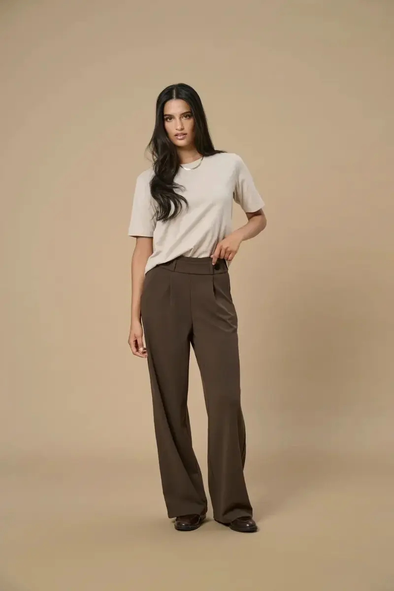 JDY - Jdygeggo Life New Long Pant - 4071962 Chocolate Brown Black Buttons