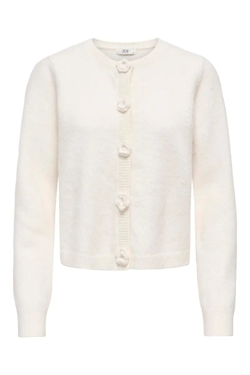 JDY - Jdyhaylee L/S Flower Cardigan Knt - 5025997 Antique White Melange