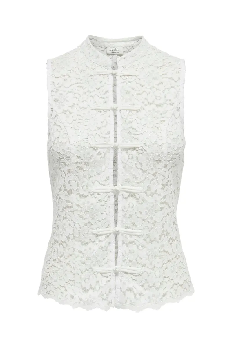 Jdy - Jdyisolde S/L Buttons Lace Top - 5221847 Cloud Dancer