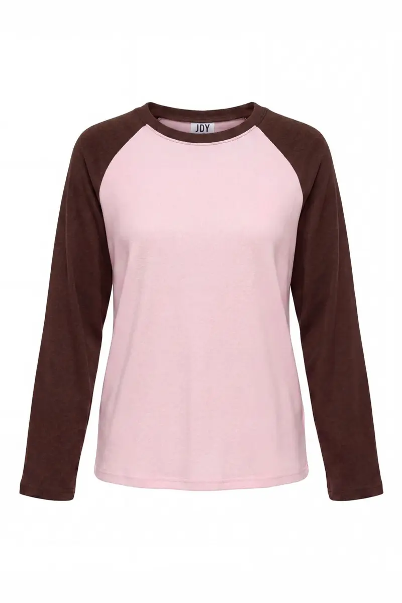 JDY - Jdyjeanett L/S Raglan Contrast Top - 5218442 Chalk Pink Coffee Bean Contrast