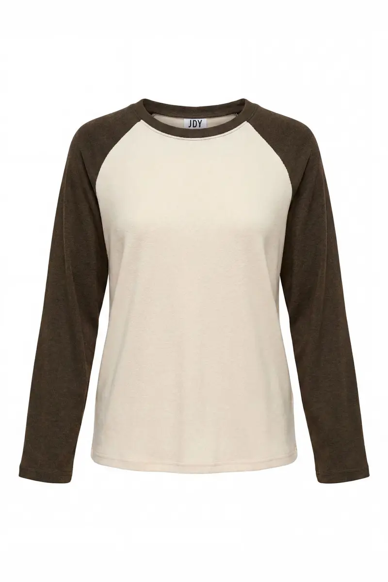 JDY - Jdyjeanett L/S Raglan Contrast Top - 5218443 Antique White Black Olive Contrast