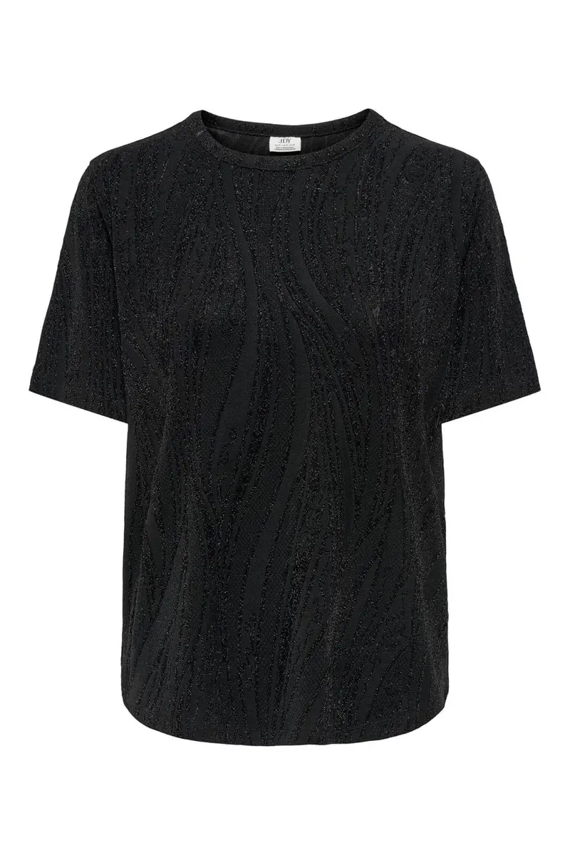 Jdy - Jdykiwi S/S O Neck Top - 5173953 Black Silver Glitter