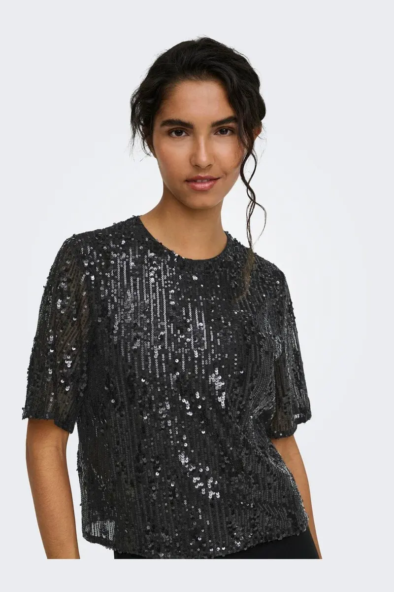 JDY - Jdylola 2/4 Sequin Top - 5172487 Black