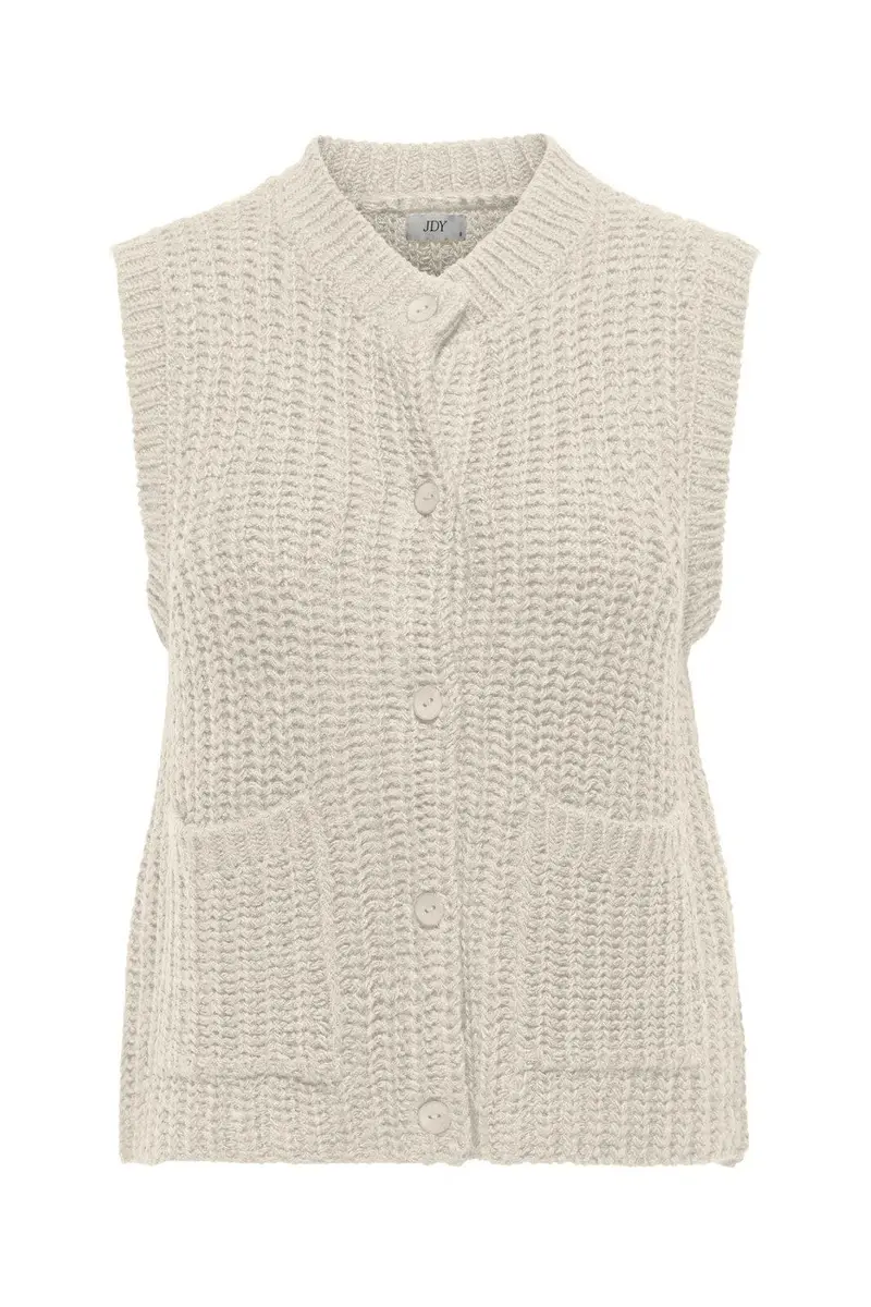 JDY - Jdymabel S/L O-Neck Button Vest Knt - 4931677 Birch
