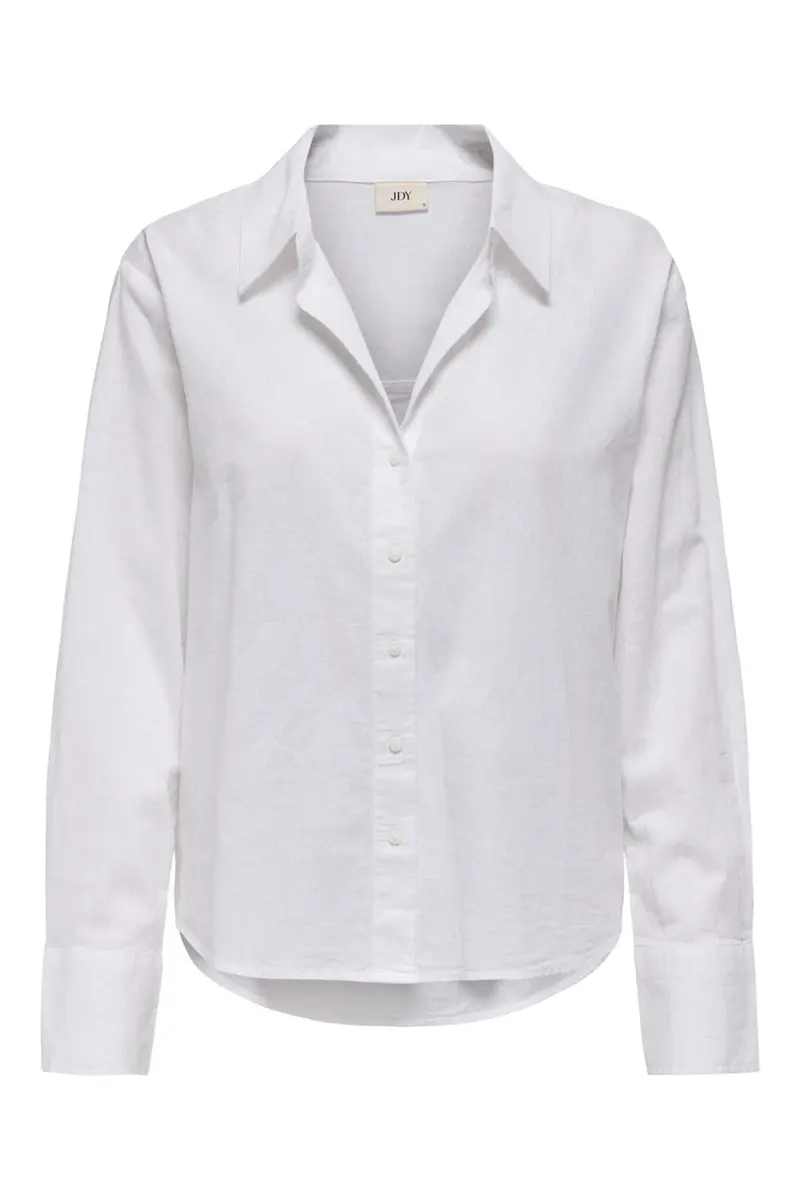 JDY - Jdymila L/S Loose Linen Shirt - 4744312 Cloud Dancer
