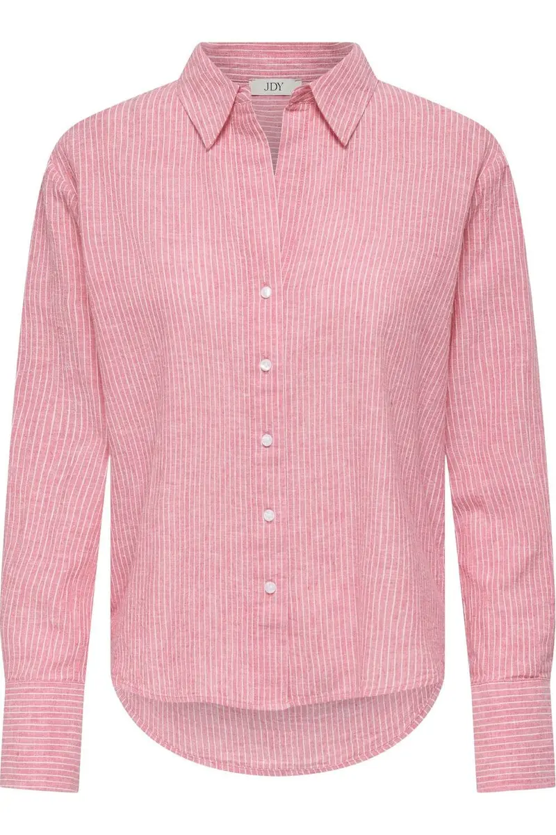 JDY - Jdymila L/S Loose Linen Shirt Dia - 4968390 Calypso Coral Cloud Dancer