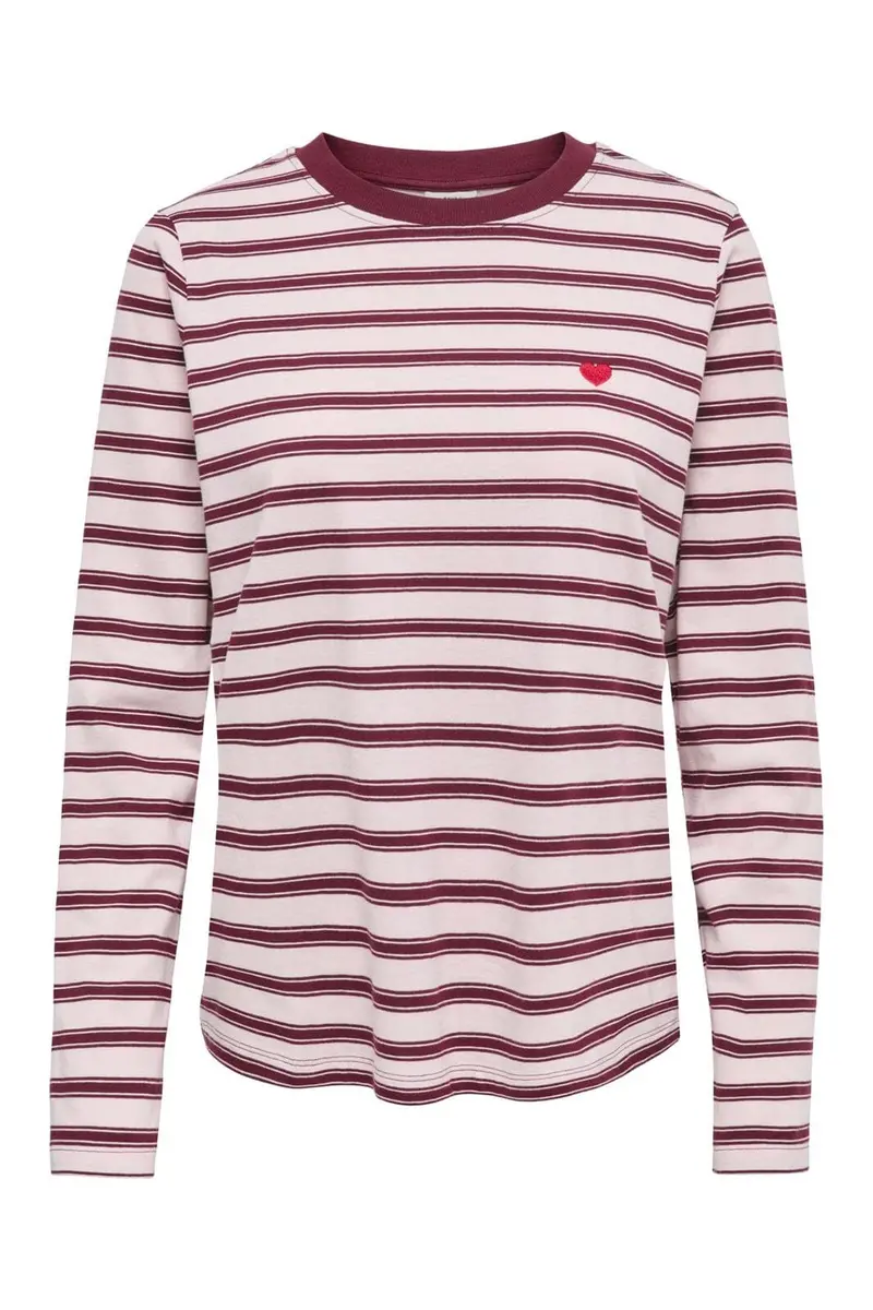 Jdy - Jdypisa L/S Print Top - 5212488 Chalk Pink Chelsea Stripe + Bs Heart
