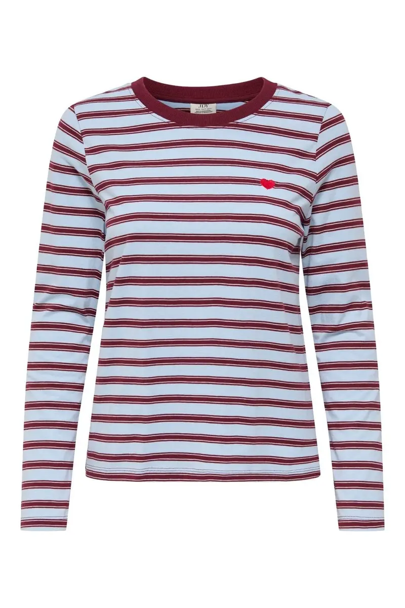 Jdy - Jdypisa L/S Print Top - 5212489 Cashmere Blue Chelsea Stripe + Bs Heart