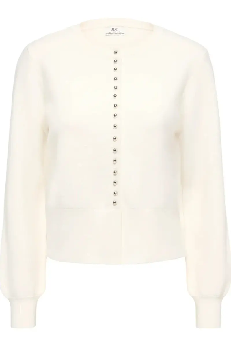 JDY - Jdyprime Life L/S O-Neck Button Card Knt - 5020623 Cloud Dancer