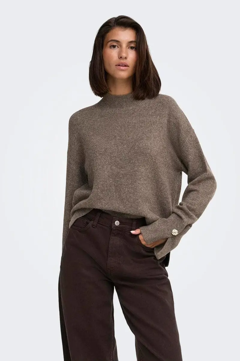 JDY - Jdysabrina L/S Hn Detail Pullov Knt - 5111246 Falcon Melange