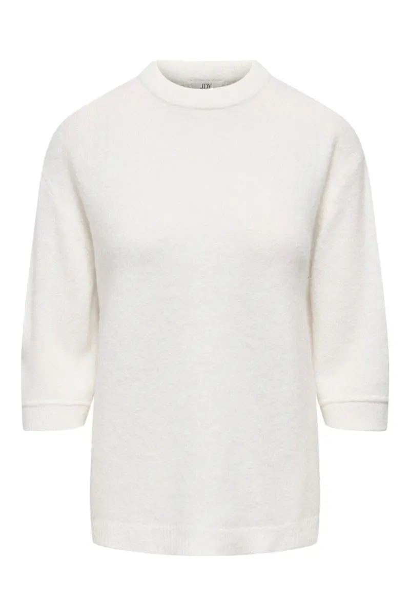 JDY - Jdysonja S/S O-Neck Pullover Knt - 4960456 Cloud Dancer Melange