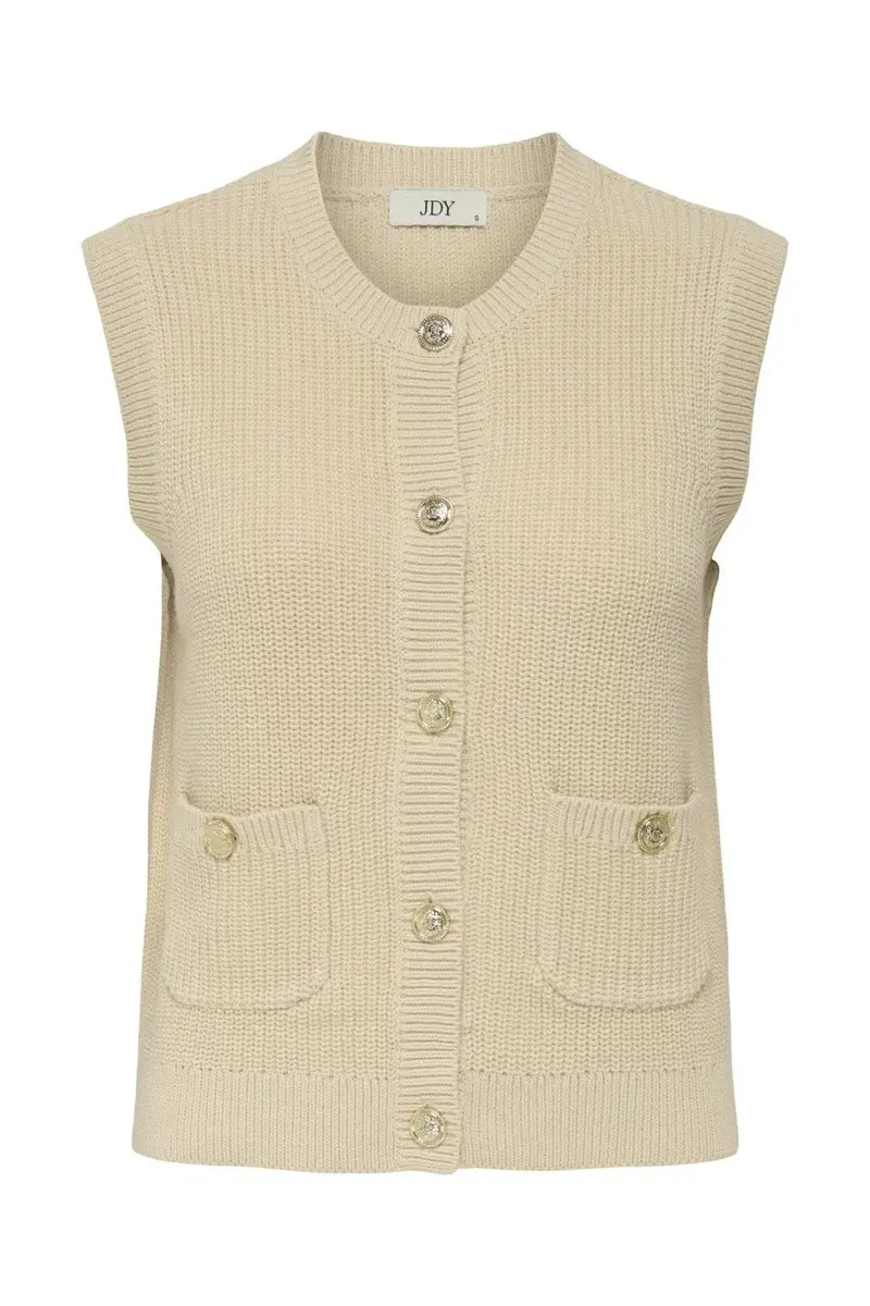 JDY - Jdystella S/L O-Neck Vest Knt - 4854212 Whitecap Gray