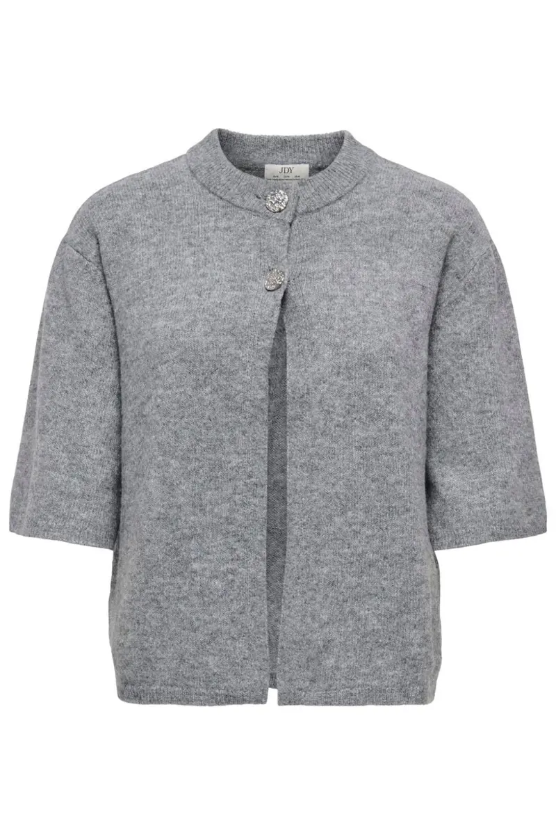 JDY - Jdysuper 2/4 Cardigan Knt - 5086560 Medium Grey Melange Silver Button