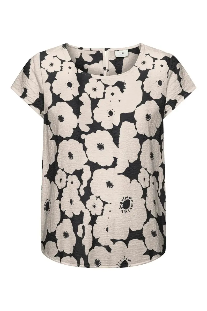 JDY - Jdytroya Life S/S Top Dia - 5085474 Black 24-03-26 W. Tapioca Big Flower