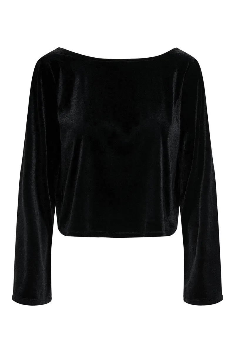JDY - Jdyvictory L/S Velvet Bow Top - 4932740 Black Bow