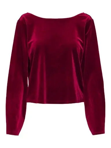 JDY - Jdyvictory L/S Velvet Bow Top - 4932741 Winetasting Bow