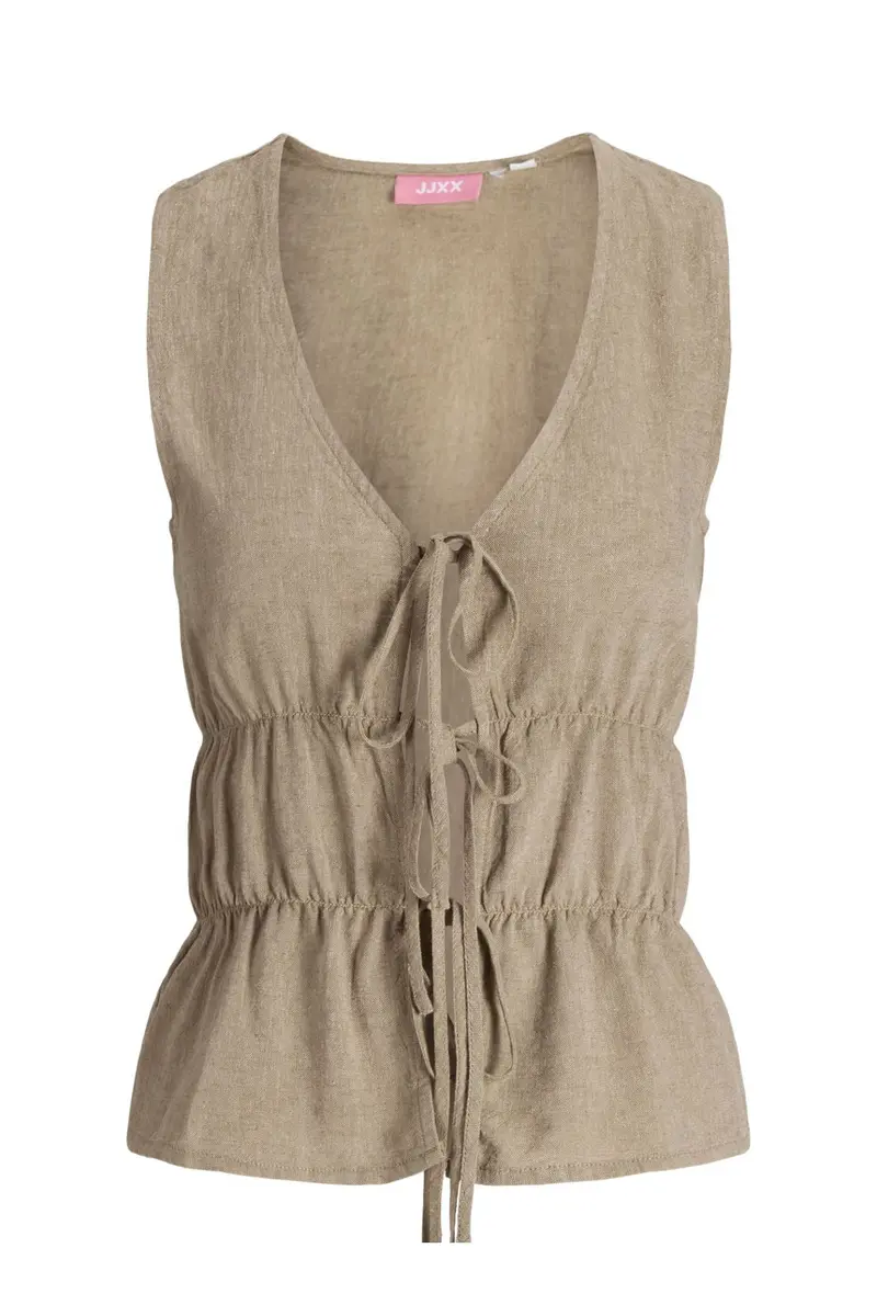 Jjxx - Jxalmira Linen Blend Tie Sl Top Ln - 4975121 Silver Mink