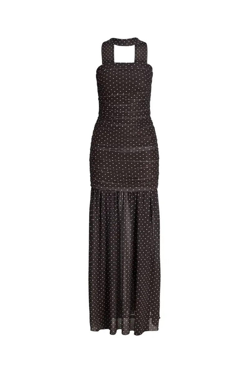 Jjxx - Jxelvira Mesh Sl Scarf Dress - 4954827 Seal Brown Dot