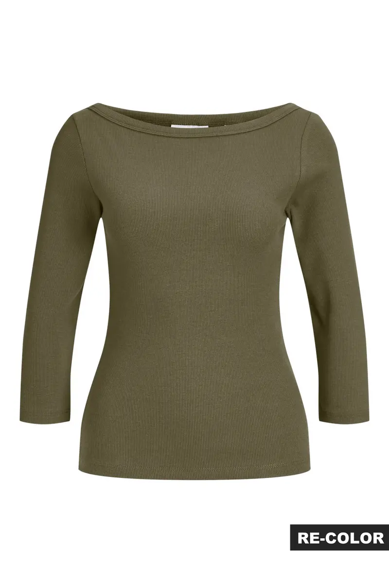 Jjxx - Jxfifi Str 3/4 Boatneck Top - 5236934 Burnt Olive