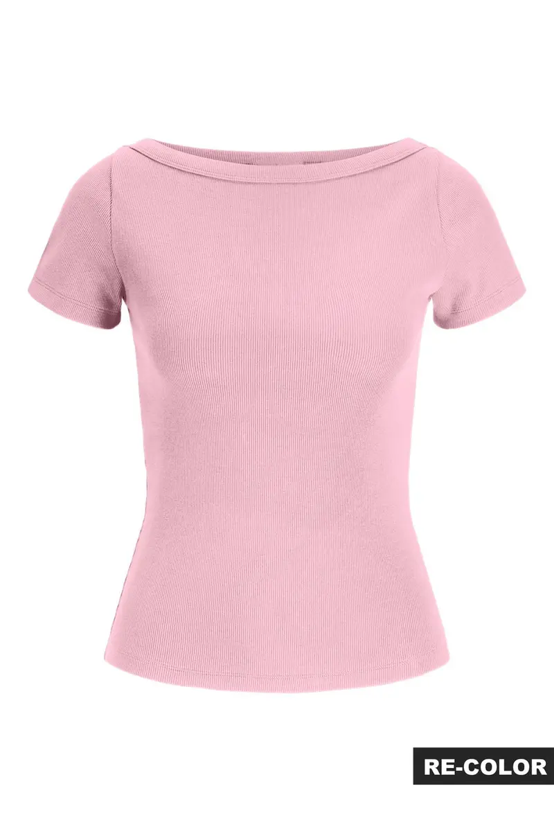 Jjxx - Jxfifi Str Ss Boatneck Tee - 5267248 Parfait Pink
