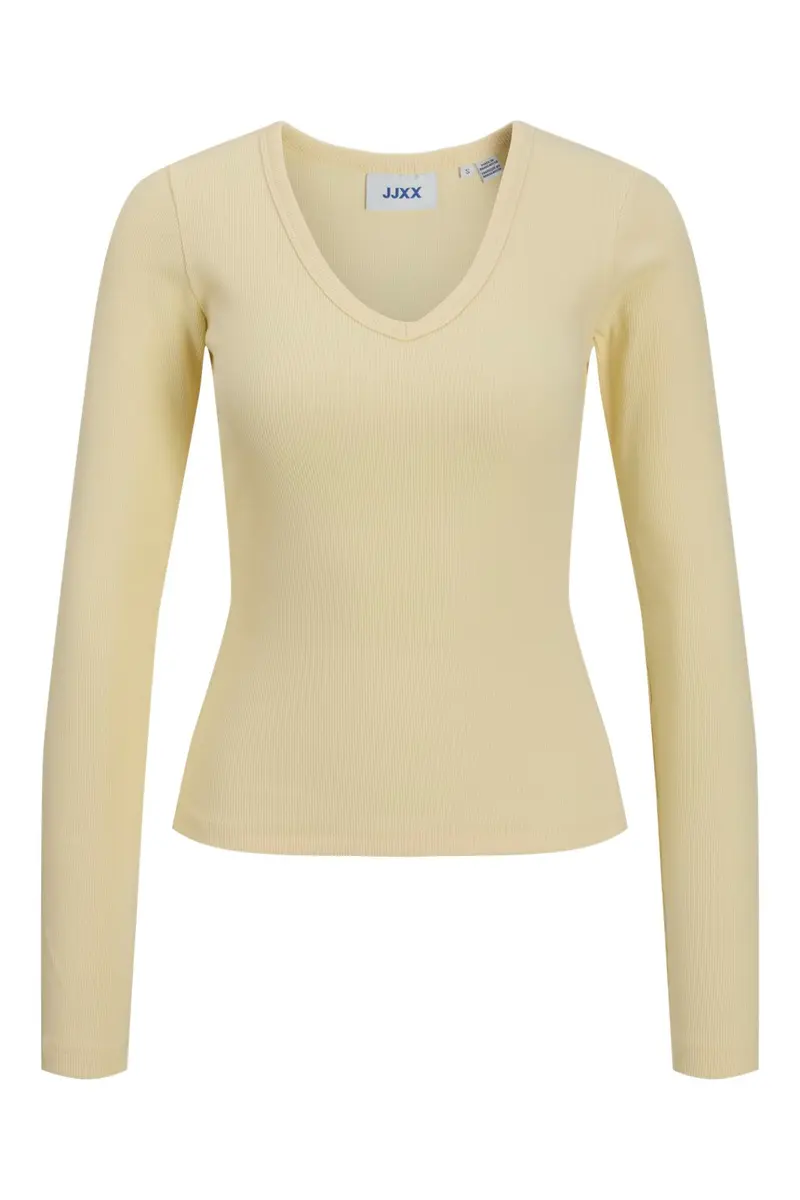 Jjxx - Jxfreya Str Ls V-Neck Top - 5144877 Pastel Yellow