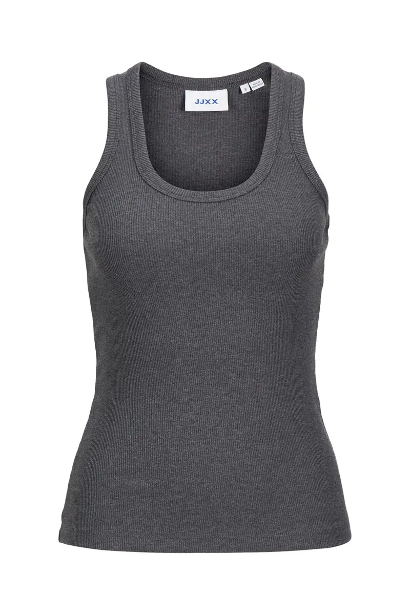 Jjxx - Jxfrida Sl U-Neck Top - 5037762 Dark Grey Melange