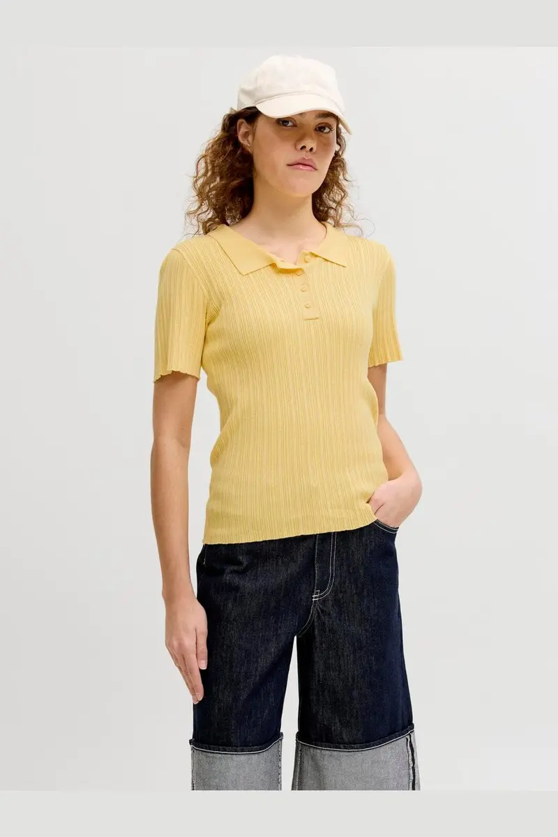 Jjxx - Jxhadley Tight Ss Polo Knit - 4916146 Sunlight