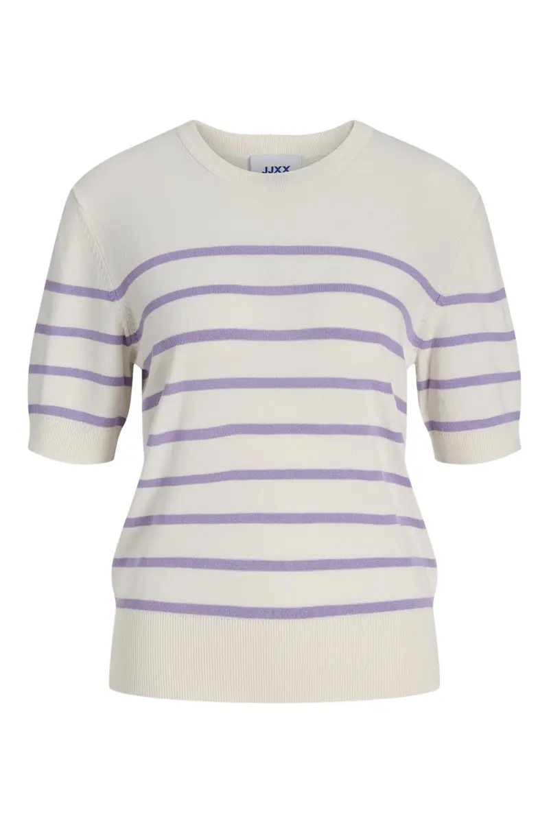 Jjxx - Jxlayla Comfy Ss Knit - 4916165 Vanilla Ice /Purple Rose