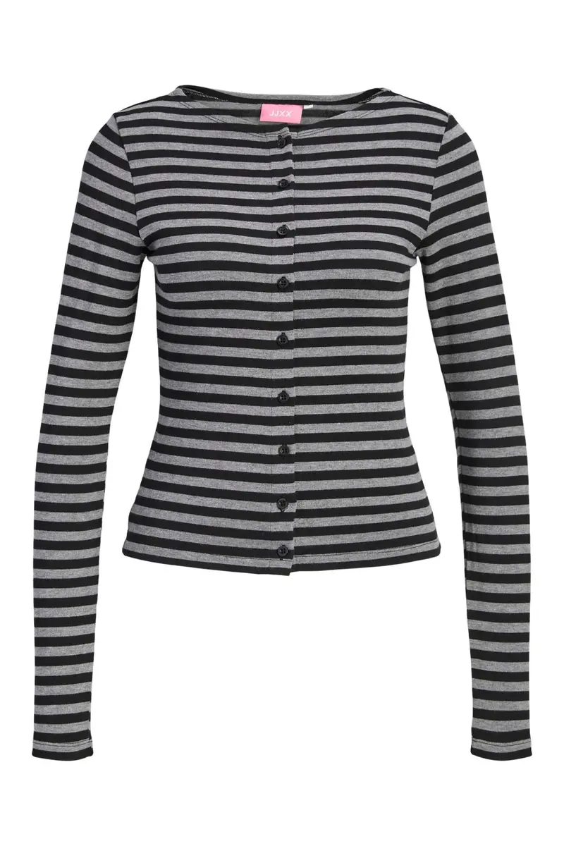 Jjxx - Jxpaula Stripe Ls Cardigan Ln - 5129742 Black Grey