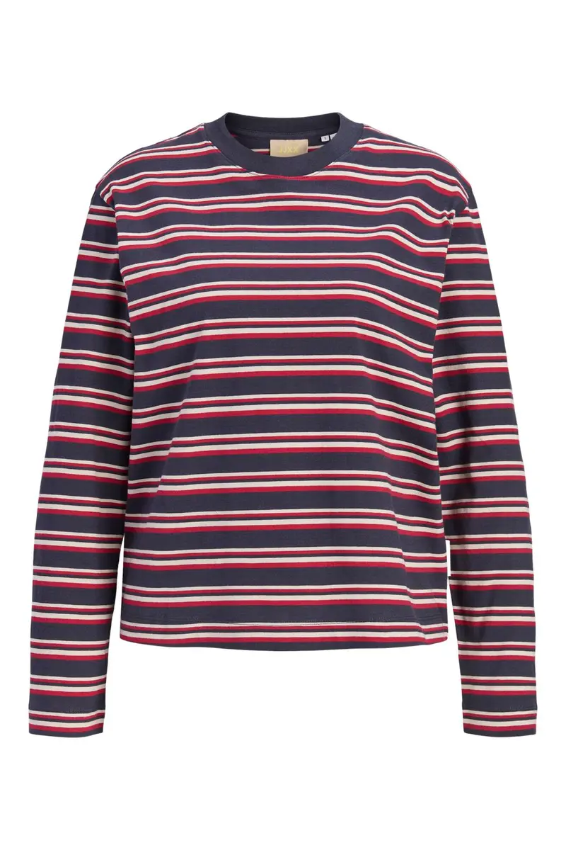 Jjxx - Jxsophia Boxy Ls Stripe Tee Sn - 5144244 Night Sky Rythmic Red & Feather